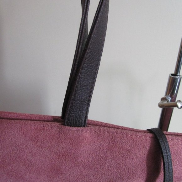Estee Lauder Faux Suede Pink and Brown Tote Bag - Picture 11 of 15